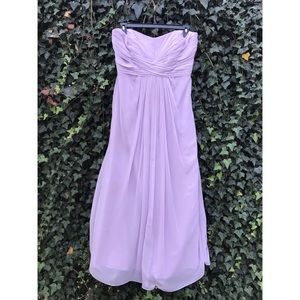 Strapless Pleated Bodice Bridesmaid Dress Lilac